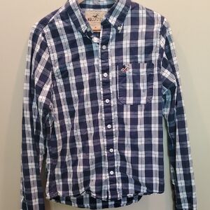 Hollister Blue and White Casual Button Down Shirt